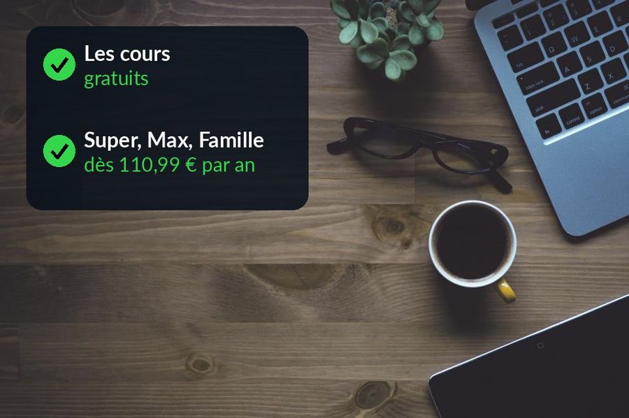 Sur un bureau : les cours Duolingo sont gratuits ; Super, Max et Famille, dès 110,99 € par an