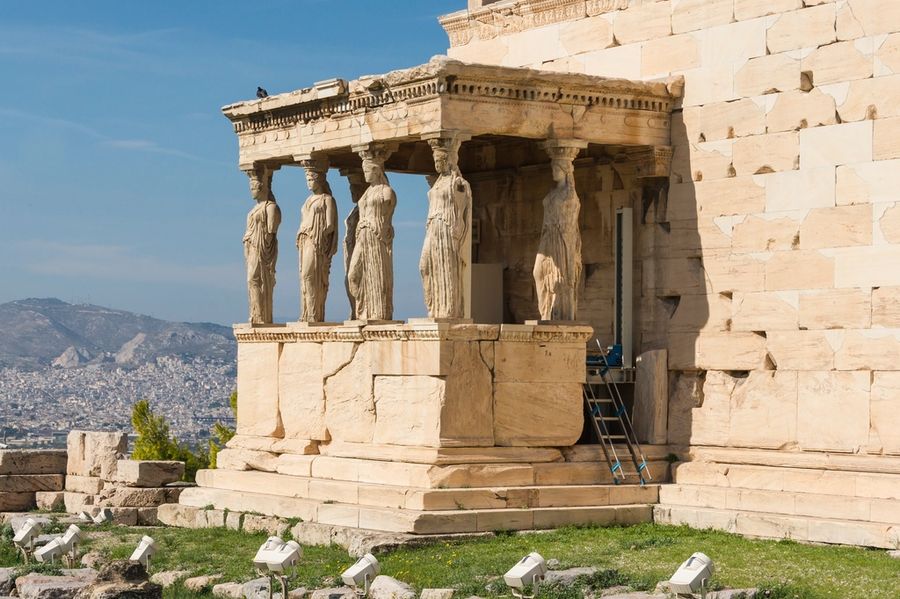 The Caryatid Porch of the Erechtheion on the Acropolis in Athens