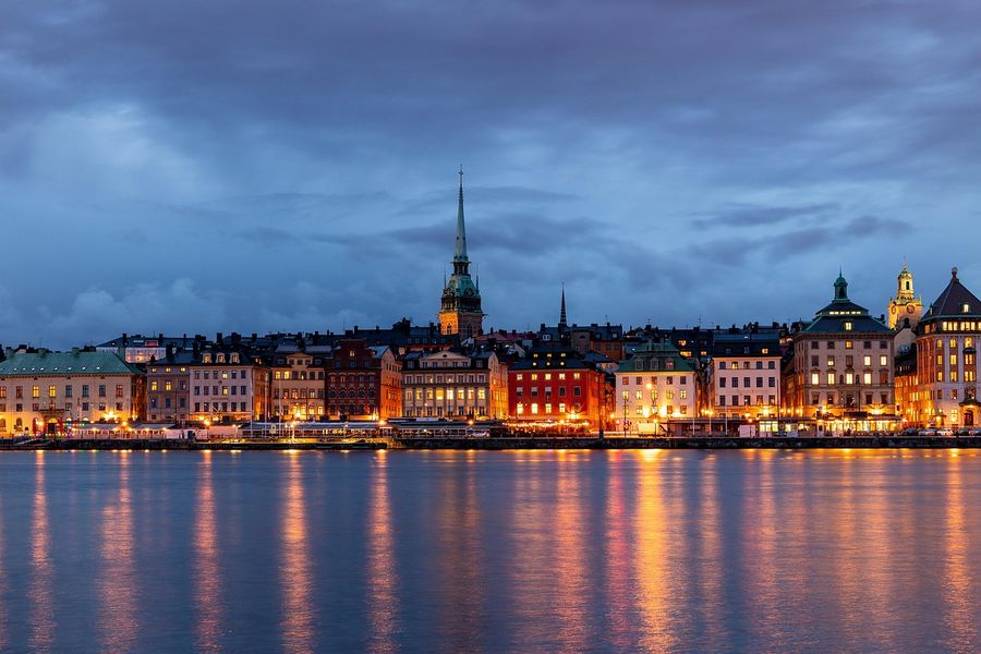 Stockholm's Old Town and waterfront at dusk