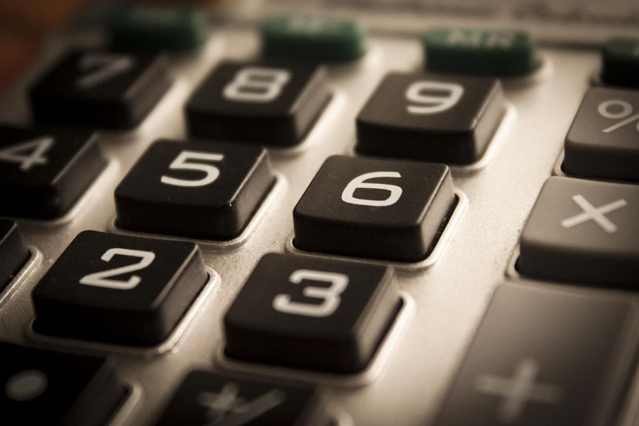 Close-up of calculator keys showing the numbers 2, 3, 5, 6, 8 and 9